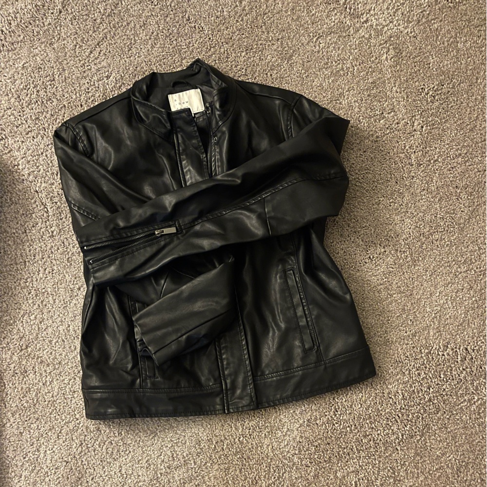 Faux leather bomber jacket